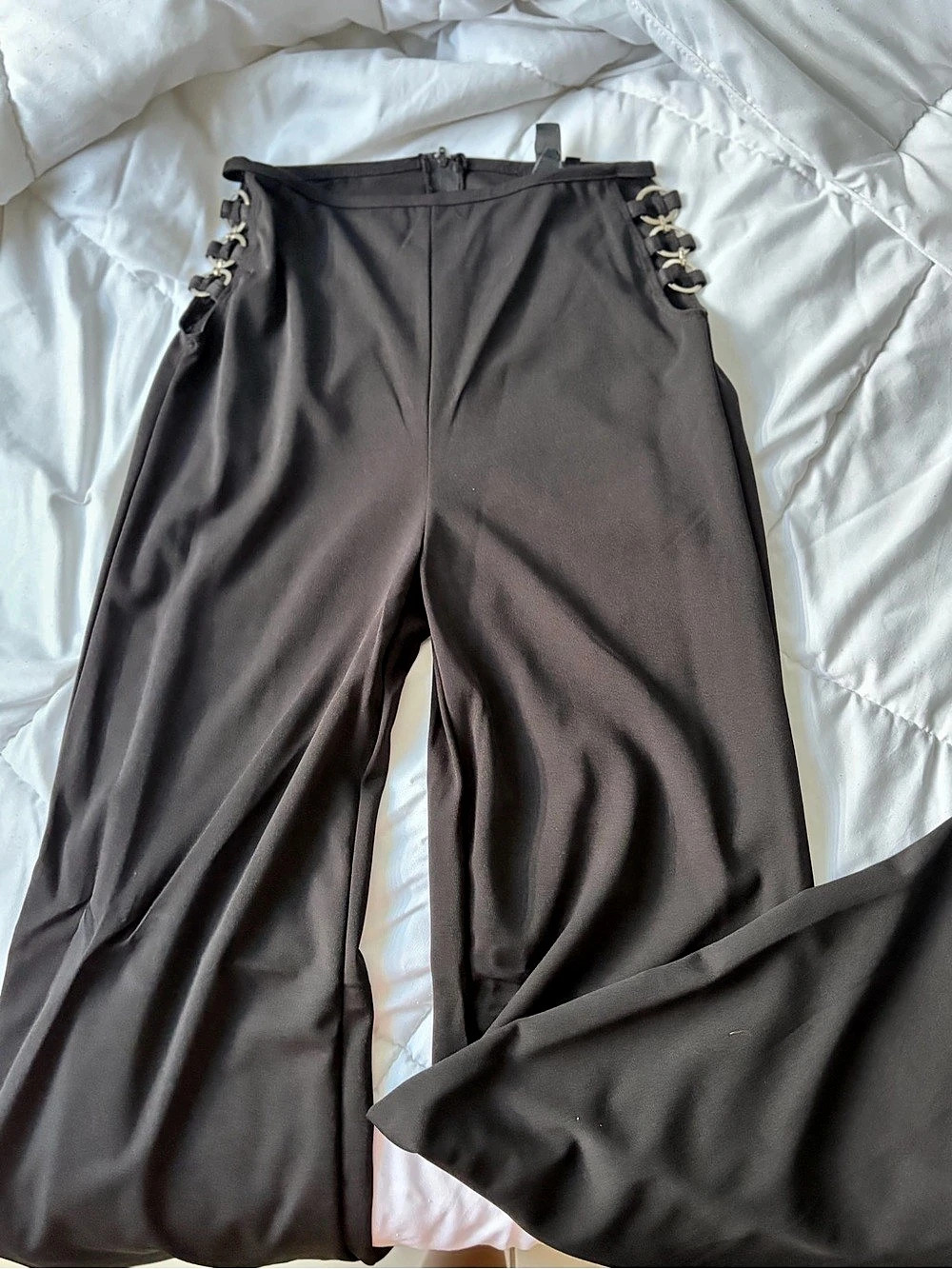Lace-Up Wide-Leg Pants- New